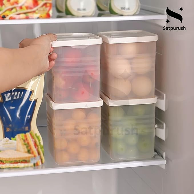 Fridge Storage Boxes – 1200ml Refrigerator Organizers (Pack of 6, White)
