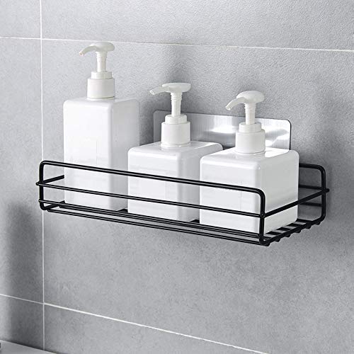 Multipurpose Rectangular Bathroom Shelf (Black, Metal Steel)