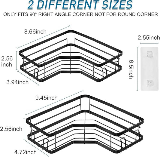 ROVEXA 2 Pcs Black Bathroom Corner Shelves