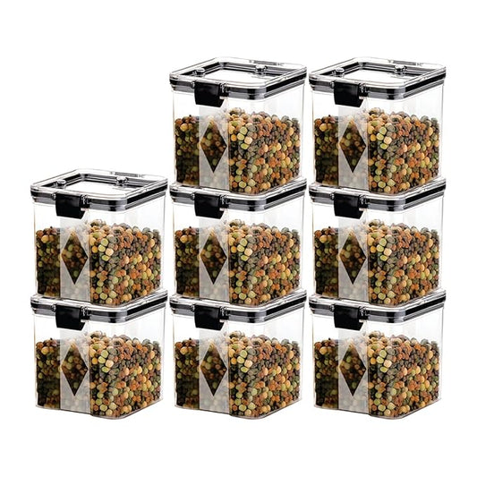 Airtight 700ml Kitchen Containers – Pack of 8 (Transparent)
