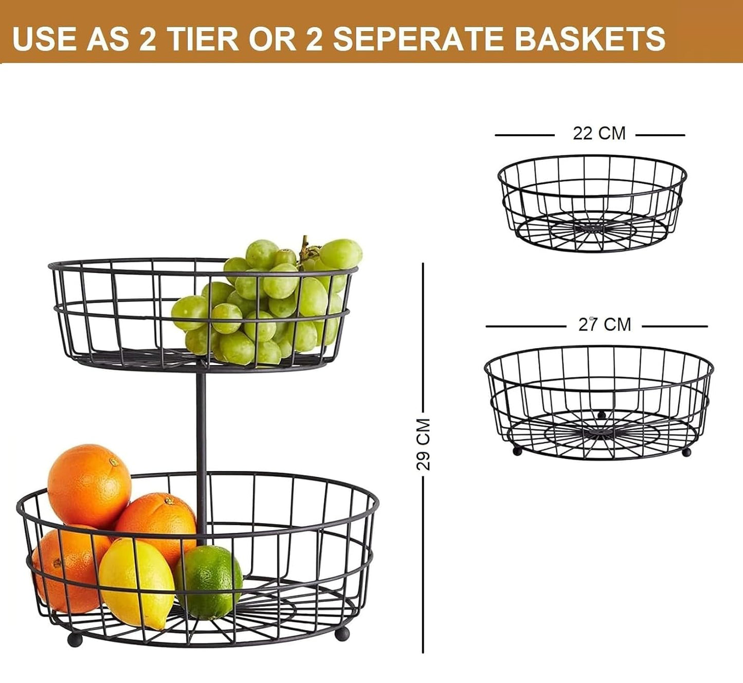 ROVEXA 2-Layer Steel Fruit & Vegetable Basket