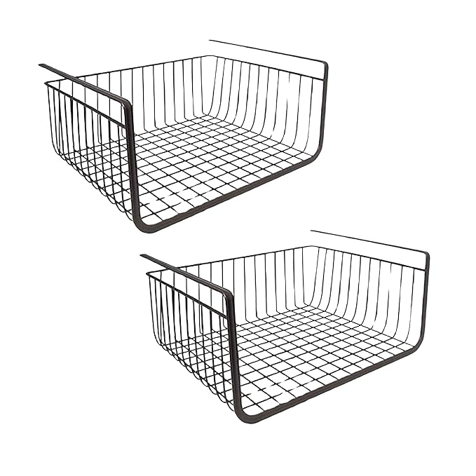 Go Hooked 16-Inch Under Shelf Basket (Pack of 2, Black)