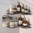 3-in-1 Stainless Steel Corner Bathroom Shelf (Black, No-Drill)